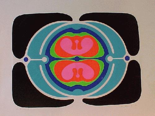 Gernot Bubenik - Ohne Titel (Editiom Rottluff ) Farbseibdruck 1966 verkocht voor € 50!