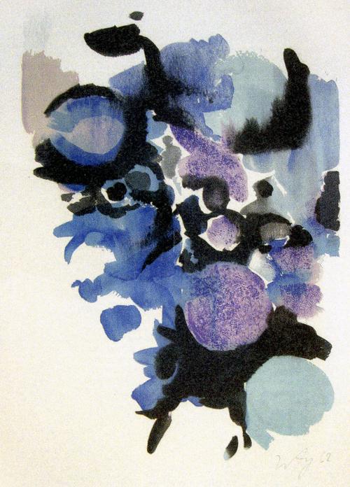 Ernst Wilhelm Nay - Ohne Titel, Farblithografie, 1963 verkocht voor € 160!