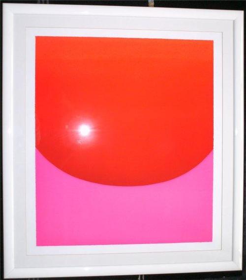 Rupprecht Geiger - ohne Titel, Große Serigrafie auf Bütten, 1994, sign. + numm. verkocht voor € 800!