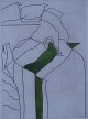 Werner Berges - ohne Titel, kol. Radierung, 1996 verkocht voor € 50!