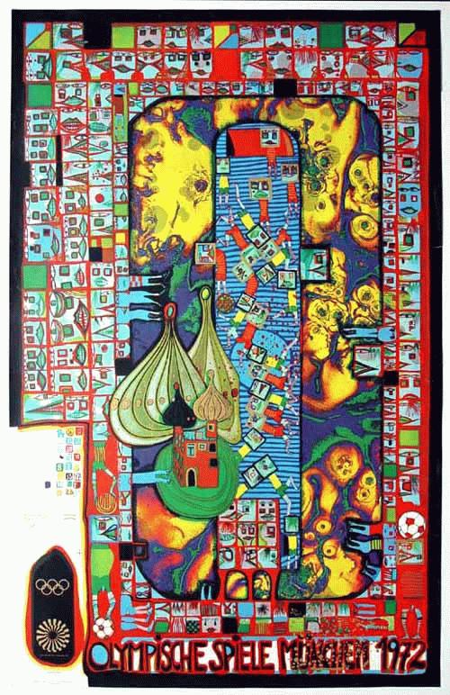 Fritz Hundertwasser - Olympische Spiele 1972 Original-Olympia-Poster verkocht voor € 160!