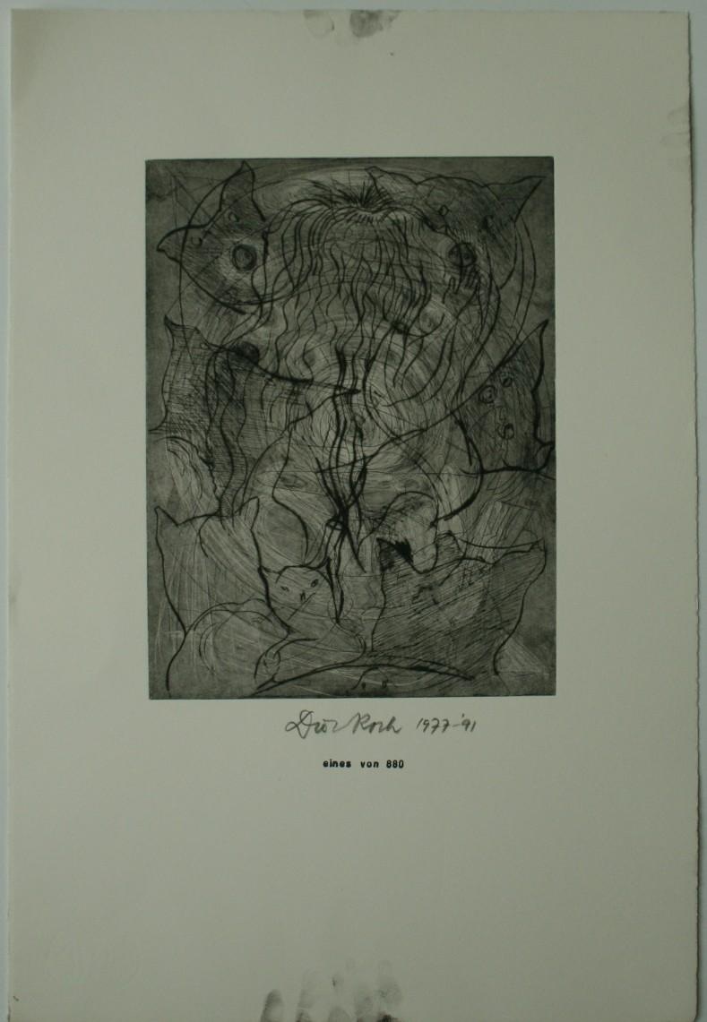 Dieter Roth - Orig. Radierung v. 1977-91 - 56x38cm - handsigniert - Ex. eines/880 verkocht voor € 160!