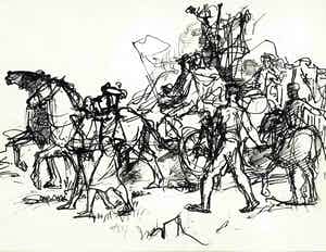 Heinrich Graf von Luckner - Original Federzeichnung 1947 MYTOLOGISCHE PFERDEKUTSCHE - Handsigniert & datiert + Monogarmmiert verkocht voor € 440!