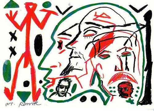 A.R. Penck - Original KPK / Multiple „Schlammschlacht“ von A.R. PENCK. Maße ca. 15 x 10,5 cm verkocht voor € 40!
