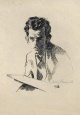 Maler/Grafiker Unbekannter - Original-Lithographie, Männliches Portrait, zeichnend. signiert 1916. kopen? Bied vanaf 50!