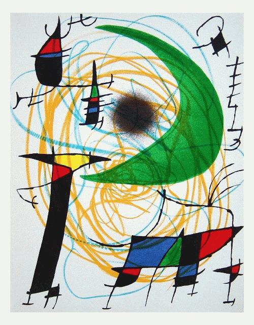 Joan Miro - Originalfarblithografie Nr. V aus dem Werkverzeichnis 'Lithographs Vol. I', 1972 verkocht voor € 75!