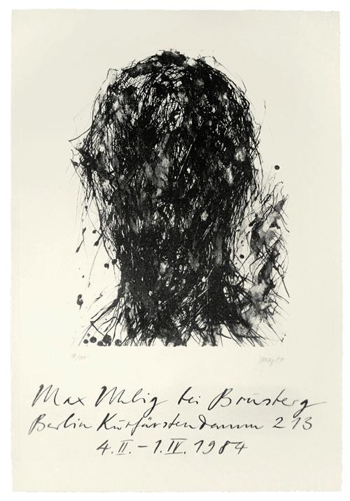 Max Uhlig - Originalgraphisches Plakat, 1984. Kopf, handsigniert, Auflage 100. verkocht voor € 150!
