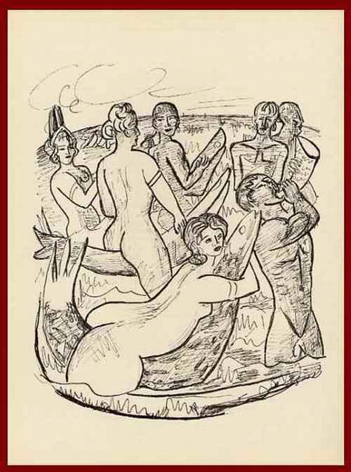 Max Beckmann - OriginalHolzstich - 1957 - DORIDEN : LEIH UNS LUNA LICHT und SCHATTEN, KLARHEIT DIESEM JUGENDFLOR ! verkocht voor € 85!