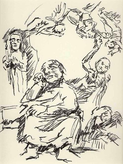 Oskar Kokoschka - OriginalLithographie zu Werner EGKs gespenstischer OPER IRISCHE LEGENDEN - 1955 - Unter PP verkocht voor € 55!