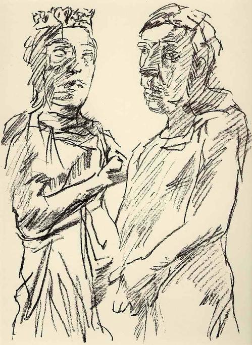 Oskar Kokoschka - OriginalLithographie zu Werner EGKs gespenstischer OPER IRISCHE LEGENDEN - 1955 - Unter PP verkocht voor € 75!