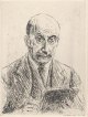 Max Liebermann - Originalradierung Selbstporträt Max Liebermann (etwa 1927/1928) verkocht voor € 175!