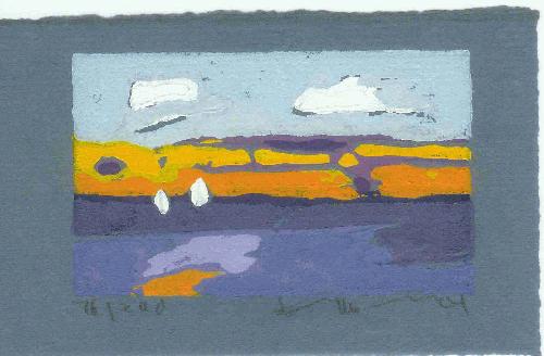 Klaus Fussmann - OSTSEE - ABEND, Linolschnitt-- handsigniert verkocht voor € 130!