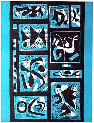 Otto Nebel - Otto Nebel, Original Farb-Linolschnitt, Rückkehr, 1966 verkocht voor € 35!