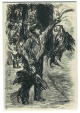 Max Liebermann - PAPAGEIENMANN OriginalHolzschnitt 1922 - von Reinhold HOBERG ins Holz geschnitten (Unter PP) verkocht voor € 75!