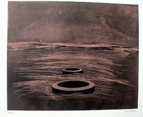 Rudolf Schoofs - Phantastische Landschaft, Radierung, signiert, nummeriert 18/150 verkocht voor € 75!