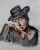 Ludwig Meidner - Portrait einer Frau mit schwarzem Hut, 1943 verkocht voor € 2500!