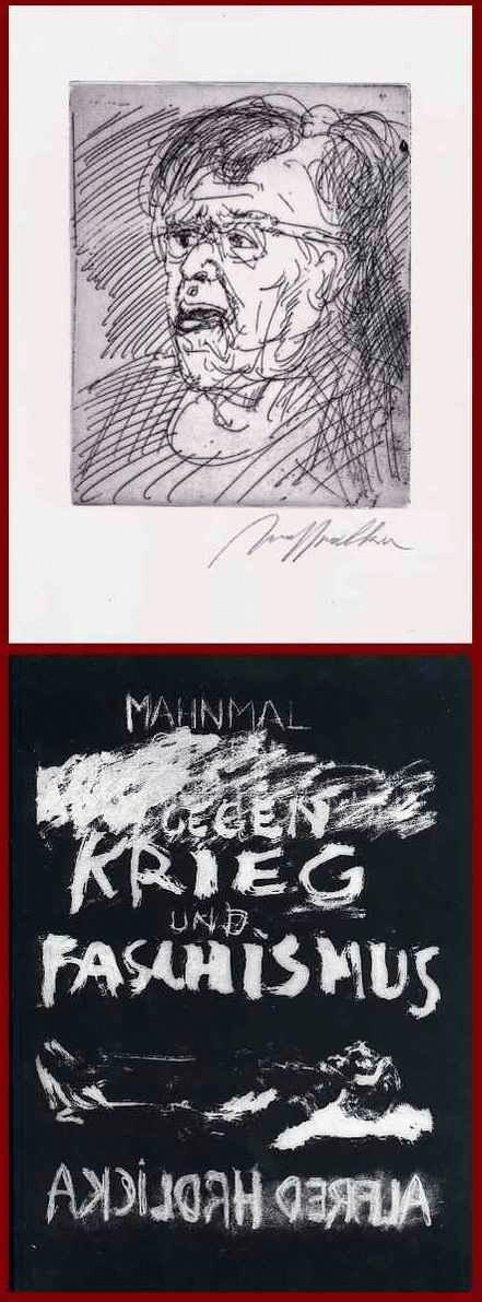 Alfred Hrdlicka - - Portrait - Erich FRIED - handsignierte Originalradierung 1985 + Dokumentation MAHNMAL - 542 Seiten verkocht voor € 110!