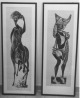 Karl-Heinz Hansen-Bahia - Reiter und Fischer, 2 Holzschnitte gerahmt verkocht voor € 180!