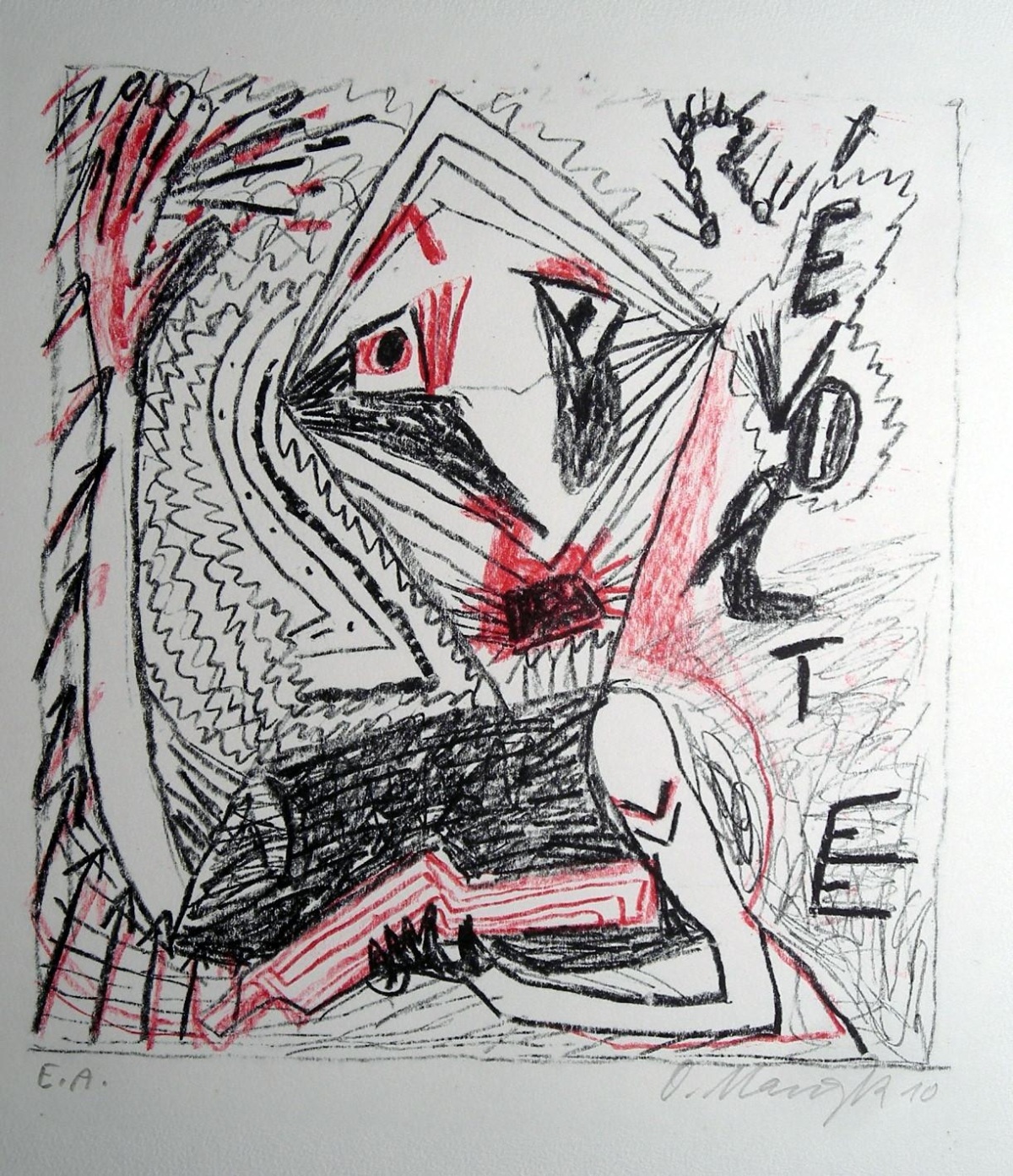 Oskar manigk - Revolte, Lithografie 2010 verkocht voor € 52!