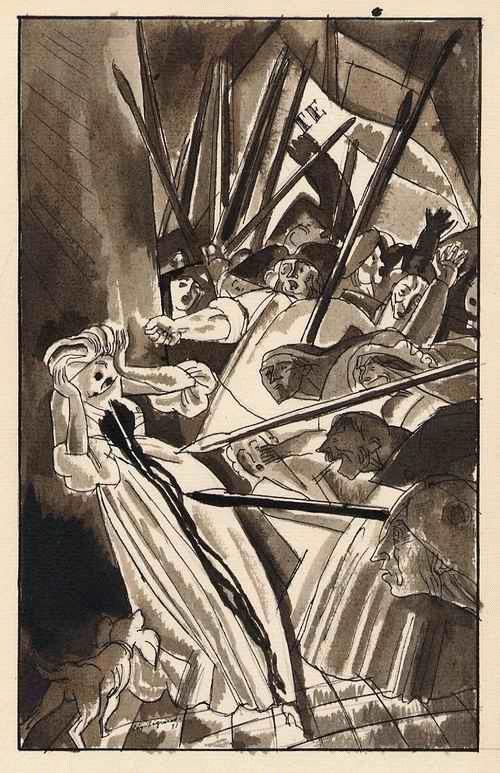 Edouard Lèon  Louis Legrand - REVOLUTIONÄRES BLUTBAD 1921 handsigniertes OriginalAquarell - PLUME et AQUARELLE originale - signée kaufen? Bieten Sie von 199!