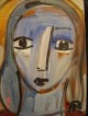 Hacky Ritzerfeld - Ritzerfeld Haki-Blaue Madonna-Außergewöhnliche Arbeit,Acrylgemälde auf Ledergebundenen Buchdeckel verkocht voor € 145!