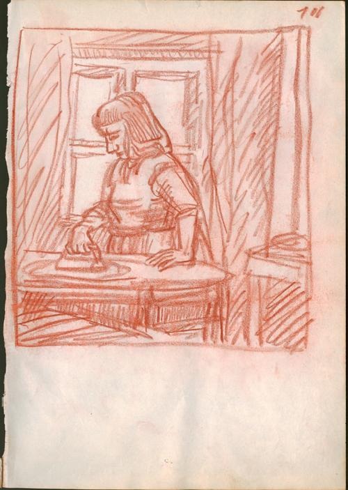 A.R. Penck - Rötelzeichnung Beim Bügeln verkocht voor € 225!