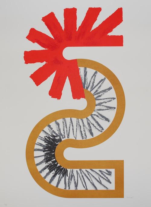 Kumi Sugai - S - grand soleil, Lithografie, 1990, signiert, nummeriert verkocht voor € 90!