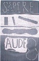 Jurgen Partenheimer - Sapere aude, Linolschnitt auf Zeitung, 1988 verkocht voor € 200!