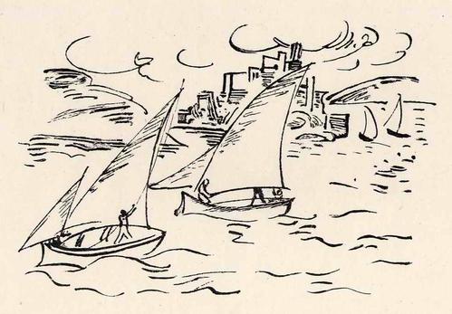 Max Pechstein - SEGELBOOTE 1919 - Lithogaphie aus dem SÜDSEE-Zyklus des Gründers der Neuen Sezession (BRÜCKE) verkocht voor € 55!