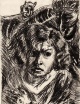 Else Meidner - Selbstbildnis, Traumvisionen mit Dämonen, Radierung 1925 verkocht voor € 400!
