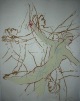Nancy Spero - Siebdruck 1994, signiert, Dancers verkocht voor € 250!
