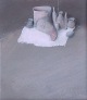 Karl-Ludwig Mordstein - Silleben mit weissem Tuch.Öl auh Hartfaser, 1976 verkocht voor € 160!