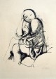 Karl Hofer - Sitzendes Mädchen, Original-Lithographie 1929, handsigniert verkocht voor € 150!