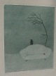 Irene Müller - Sofa mit Vogel, Farbradierung 1978, mit Katalog verkocht voor € 60!