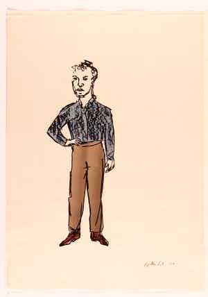 Stephan Balkenhol - Stehender, Farblitho, signiert, 1997 verkocht voor € 590!