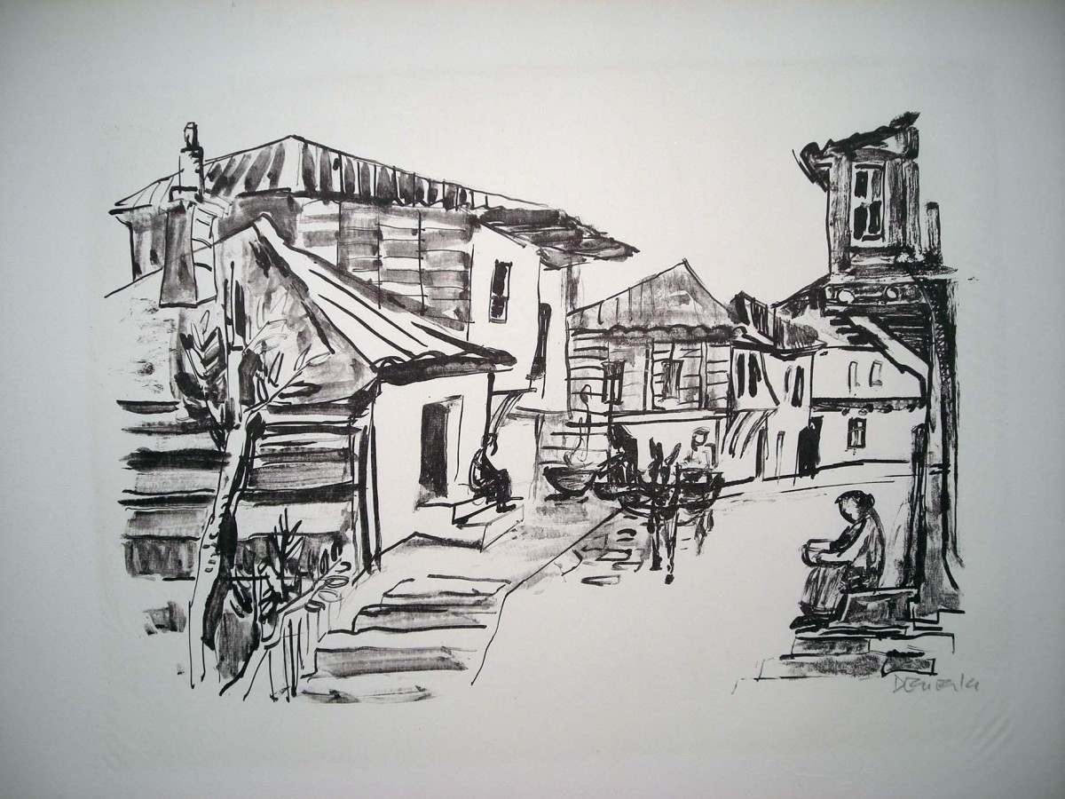 Walter Denecke - Straße in Sosopol (Bulgarien), Lithografie kopen? Bied vanaf 34!