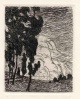 Eva Langkammer - STÜRMISCHE Jugendstil LANDSCHAFT - OriginalRadierungung der Lovis CORINTH-Schülerin - um 1900 verkocht voor € 35!