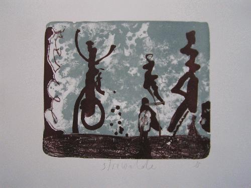 Strawalde - Szene, Farblithographie 1995, sign. & dat. verkocht voor € 120!