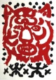 A.R. Penck - Tigerkopf mit Strichmännchen, Farbserigraphie, sign. verkocht voor € 900!