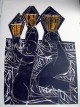 H.A.P. Grieshaber - Trauer am Rhein, Farbholzschnitt 1972, handsigniert verkocht voor € 390!