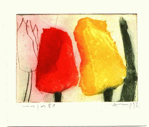 Klaus Fussmann - TULPE (rot/gelb)--F-Radierung--handsigniert verkocht voor € 130!