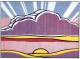 Roy Lichtenstein - UNTERGEHENDE SONNE - Mehrfarbendruck auf Glanzkarton - Edition ART18 BASEL 1987 unterPP- SINKING SUN verkocht voor € 45!