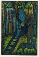 Esteban Fekete - Vierfarben-Holzschnitt zu PIRANDELLO handsigniert, 1968 verkocht voor € 44!