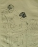 Max Liebermann - Vor der Bilderfibel, Kaltnadelradierung, handsign. 73/100, gerahmt. verkocht voor € 590!