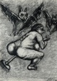 Else Meidner - Walpurgisnacht, Kohlezeichnung 1947 verkocht voor € 500!