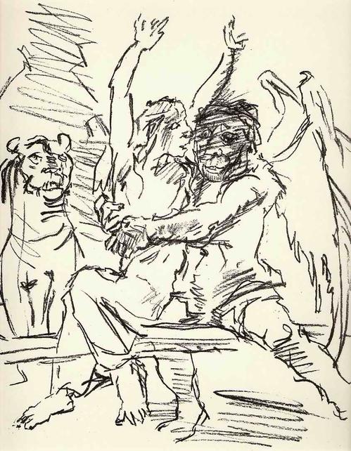 Oskar Kokoschka - WILDER TANZ - OriginalLithographie zu Werner EGKs gespenstischer OPER IRISCHE LEGENDEN - 1955 verkocht voor € 55!