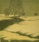 Albert Banska - Winter am Bach, Farbholzschnitt, handsign. verkocht voor € 65!