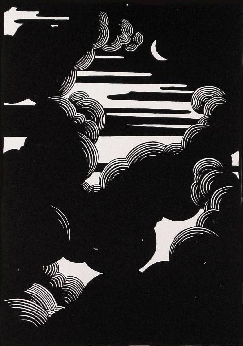 Felix Vallotton - Wolken.Orig.Holzschnitt. Nachlassstempel. verkocht voor € 80!