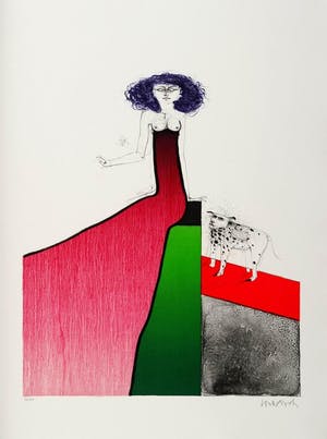 Paul Wunderlich - Frau mit Hund kopen? Bied vanaf 210!