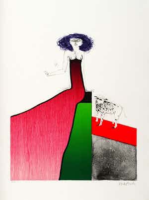 Paul Wunderlich - Frau mit Hund verkocht voor € 210!